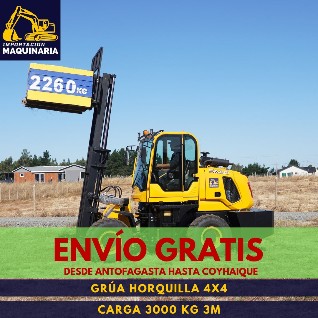 Grúa Horquilla 4x4 Carga 3000 Kg, 3m