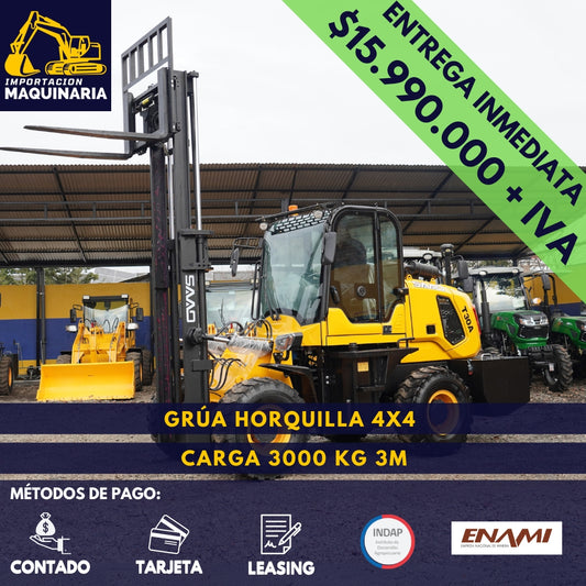 Grúa Horquilla 4x4 Carga 3000 Kg, 3m