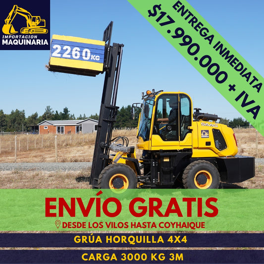 Grúa Horquilla 4x4 Carga 3000 Kg, 3m