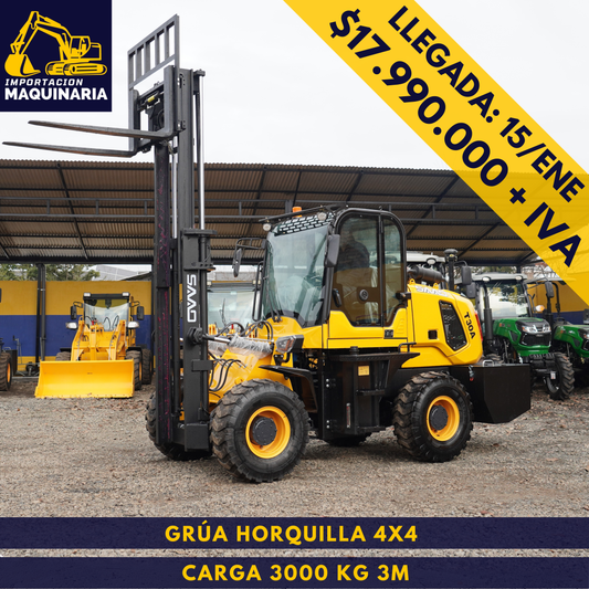 Grúa Horquilla 4x4 Carga 3000 Kg, 3m
