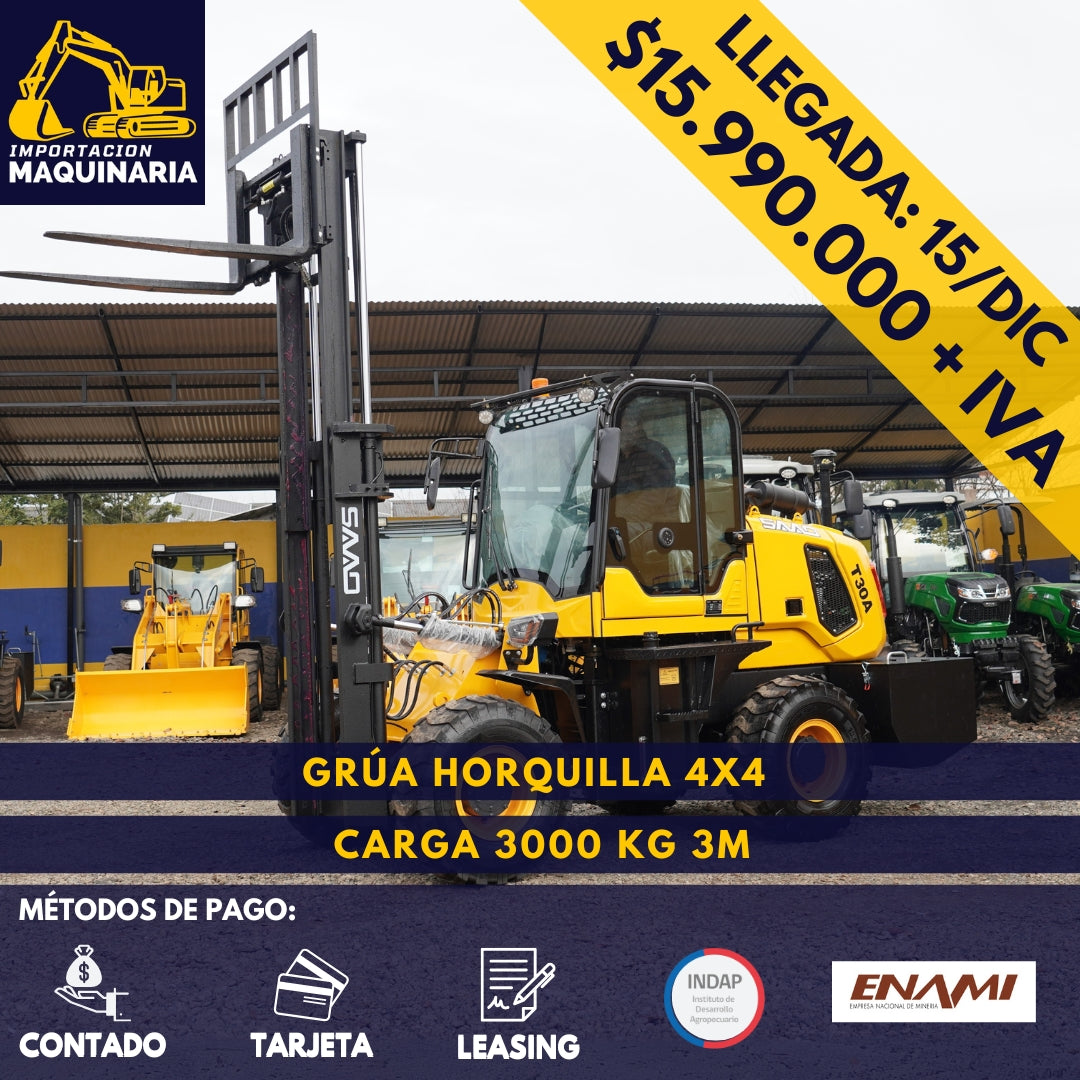 Grúa Horquilla 4x4 Carga 3000 Kg, 3m