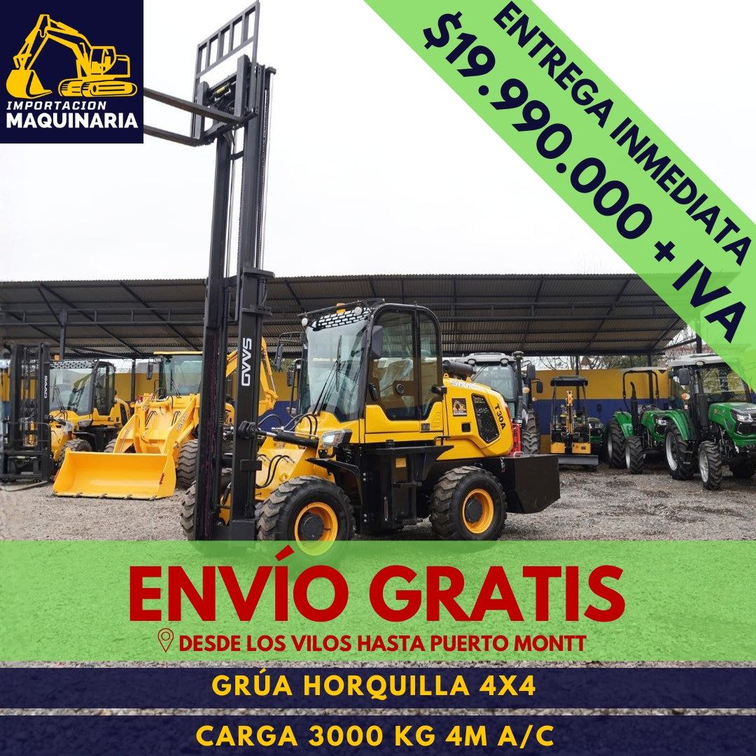 Grúa Horquilla 4x4 Carga 3000 Kg, 4m A/C
