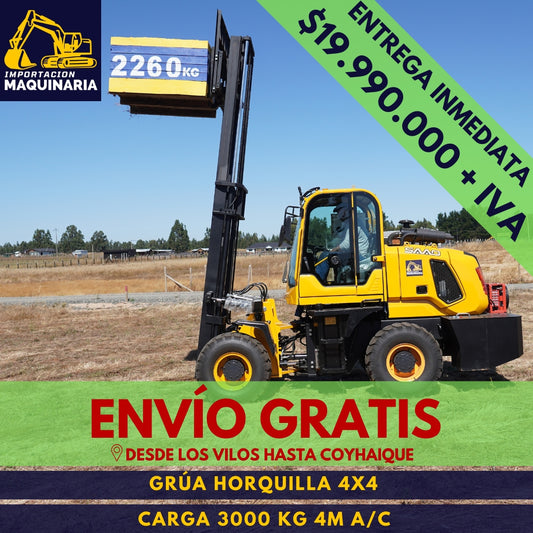 Grúa Horquilla 4x4 Carga 3000 Kg, 4m A/C