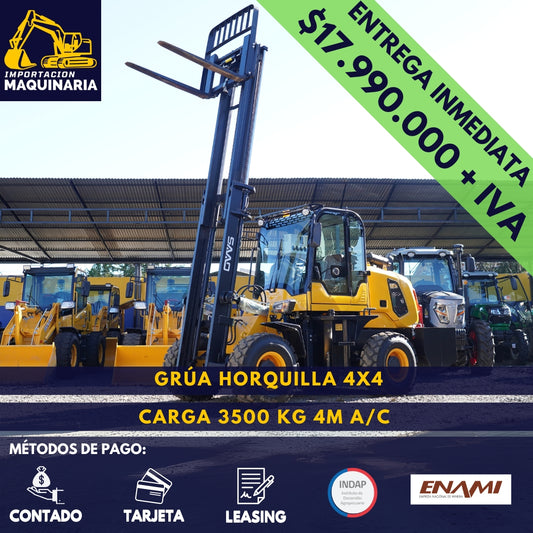 Grúa Horquilla 4x4 Carga 3500 Kg, 4m A/C