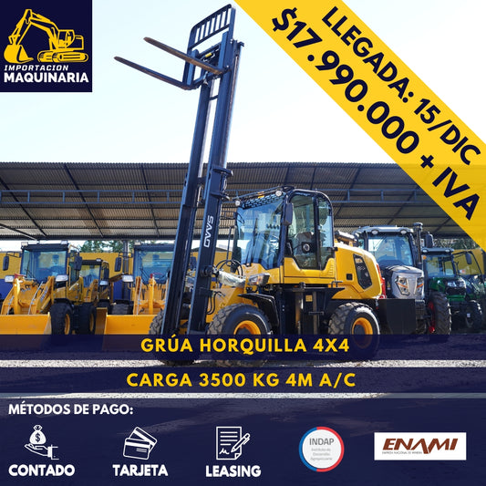 Grúa Horquilla 4x4 Carga 3500 Kg, 4m A/C