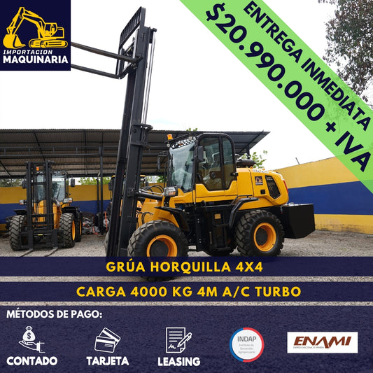 Grúa Horquilla 4x4 Carga 4000 Kg, 4m A/C Turbo