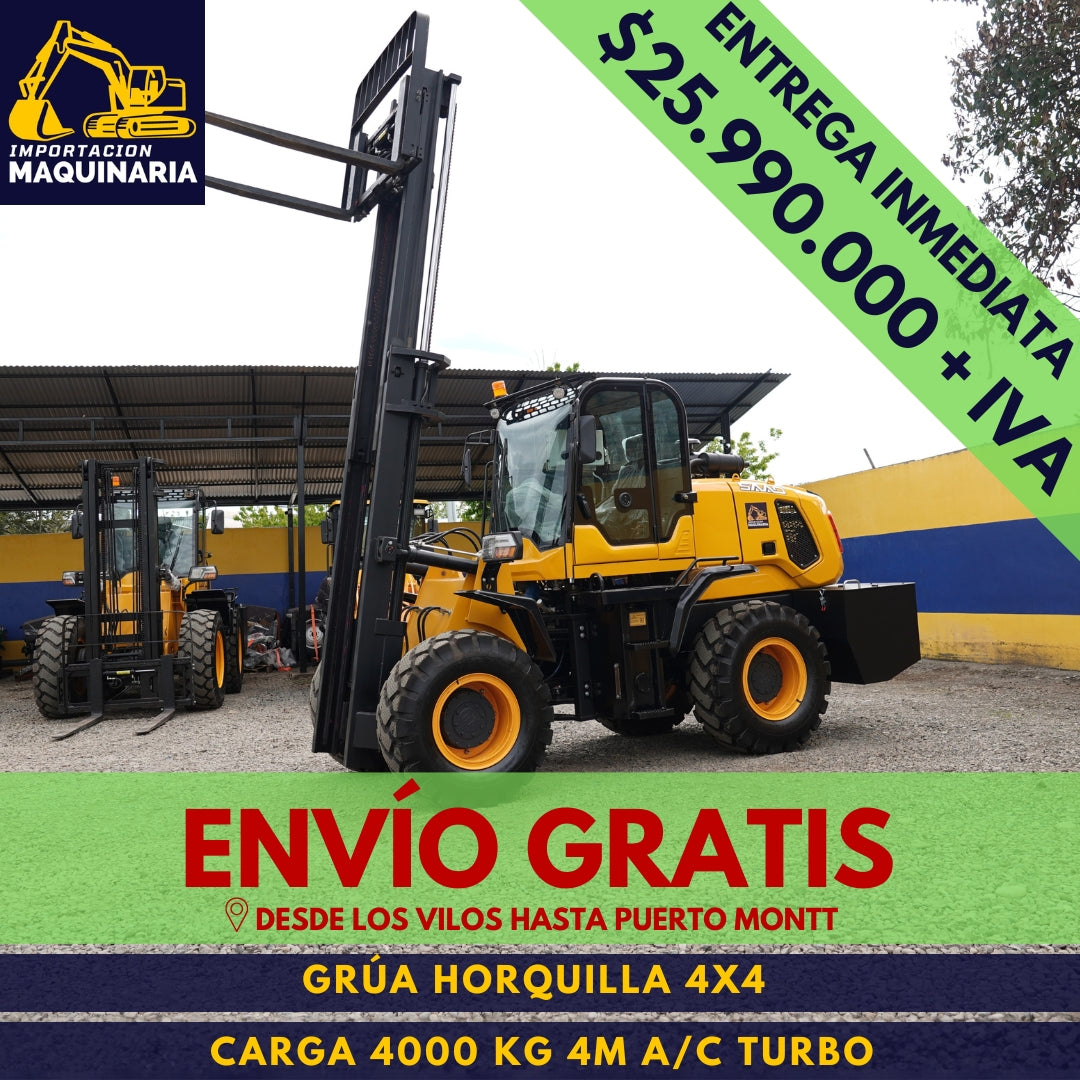 Grúa Horquilla 4x4 Carga 4000 Kg, 4m A/C Turbo