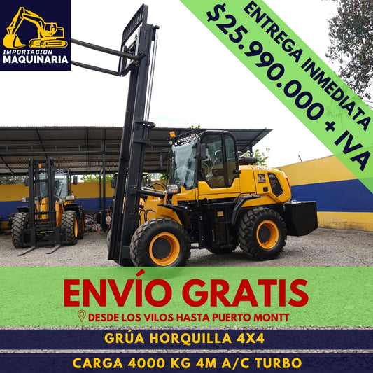 Grúa Horquilla 4x4 Carga 4000 Kg, 4m A/C Turbo