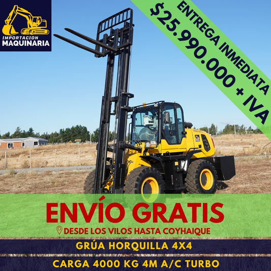 Grúa Horquilla 4x4 Carga 4000 Kg, 4m A/C Turbo