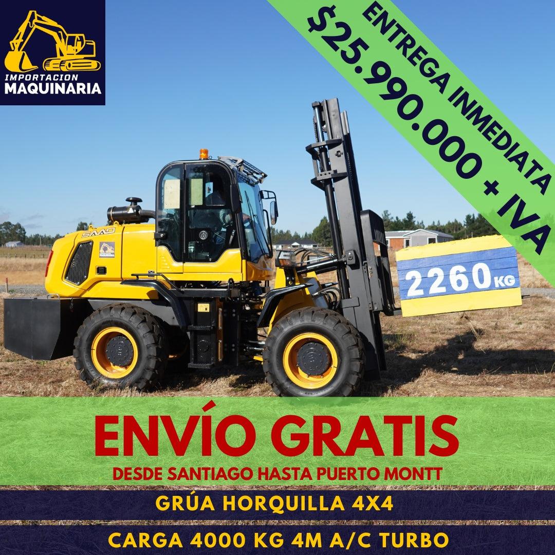 Grúa Horquilla 4x4 Carga 4000 Kg, 4m A/C Turbo