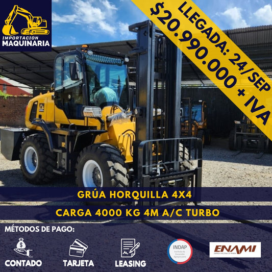 Grúa Horquilla 4x4 Carga 4000 Kg, 4m A/C Turbo