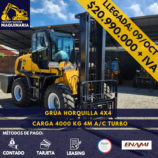 Grúa Horquilla 4x4 Carga 4000 Kg, 4m A/C Turbo