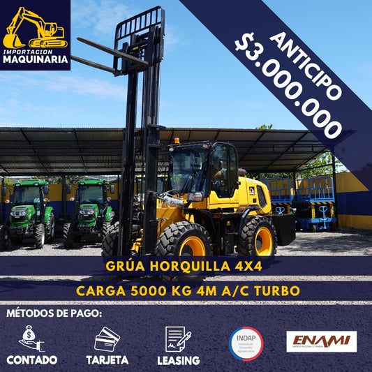 Grúa Horquilla 4x4 Carga 5000 Kg, 4m A/C Turbo