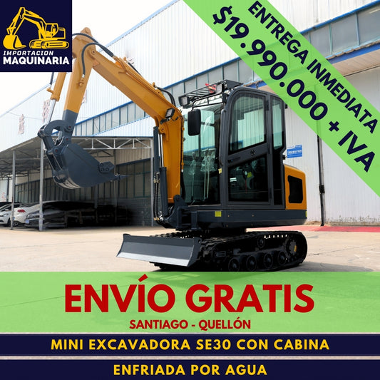 Miniexcavadora SE30 Con Cabina Enfriada Por Agua