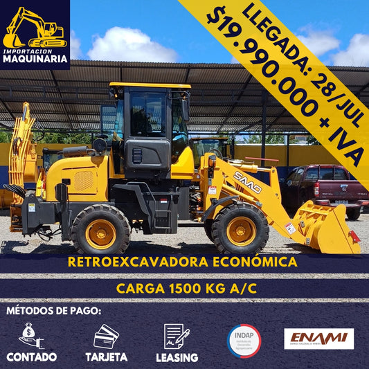 Retroexcavadora Económica Carga 1500 Kg A/C